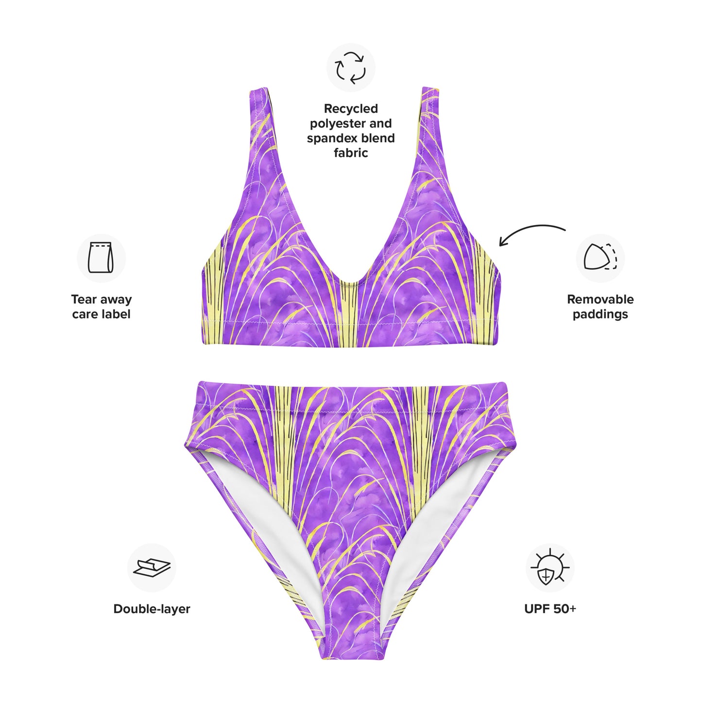 High Grass Purple High-Waisted Bikini