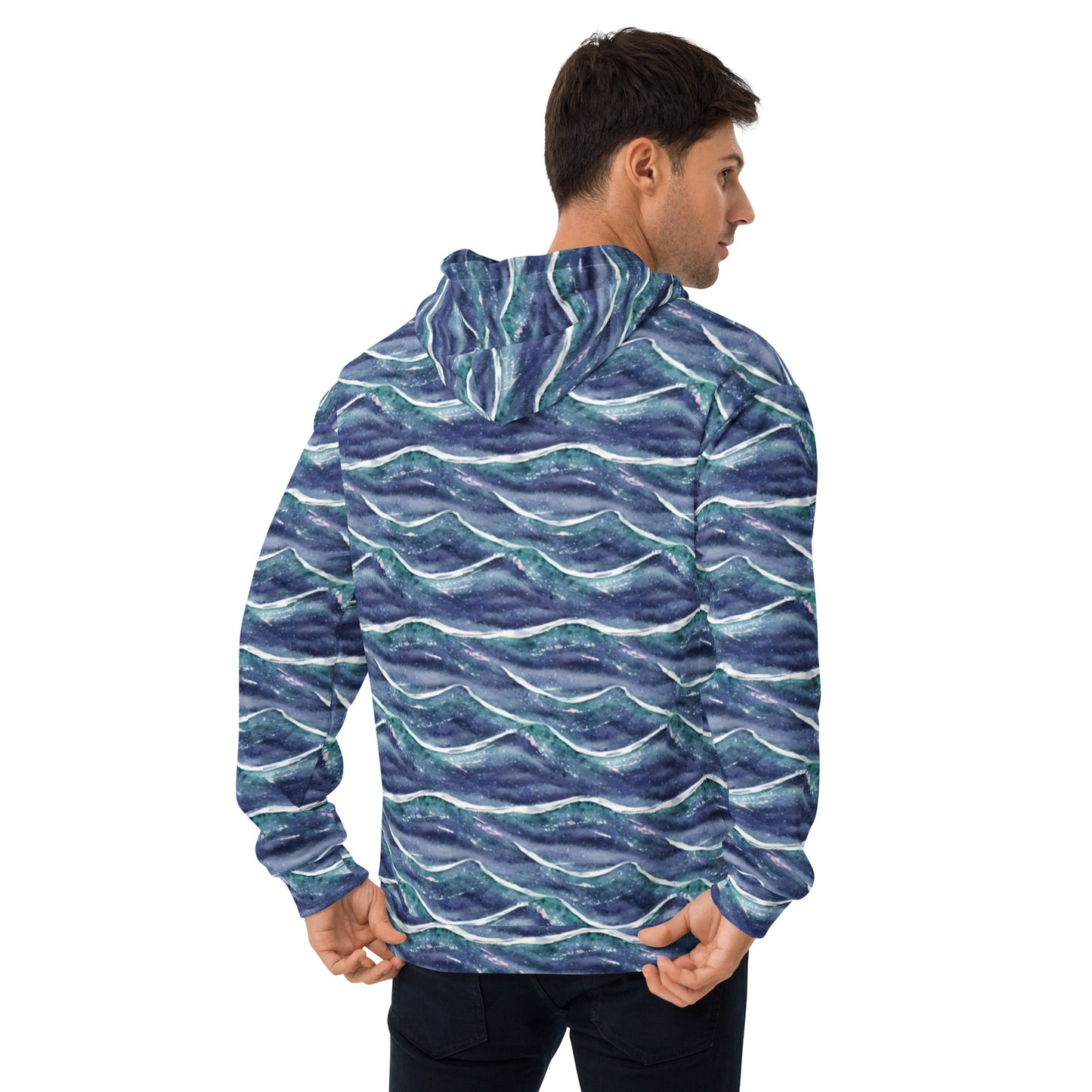 Blue White Waves Beach Hoodie Cozy Sweatshirt