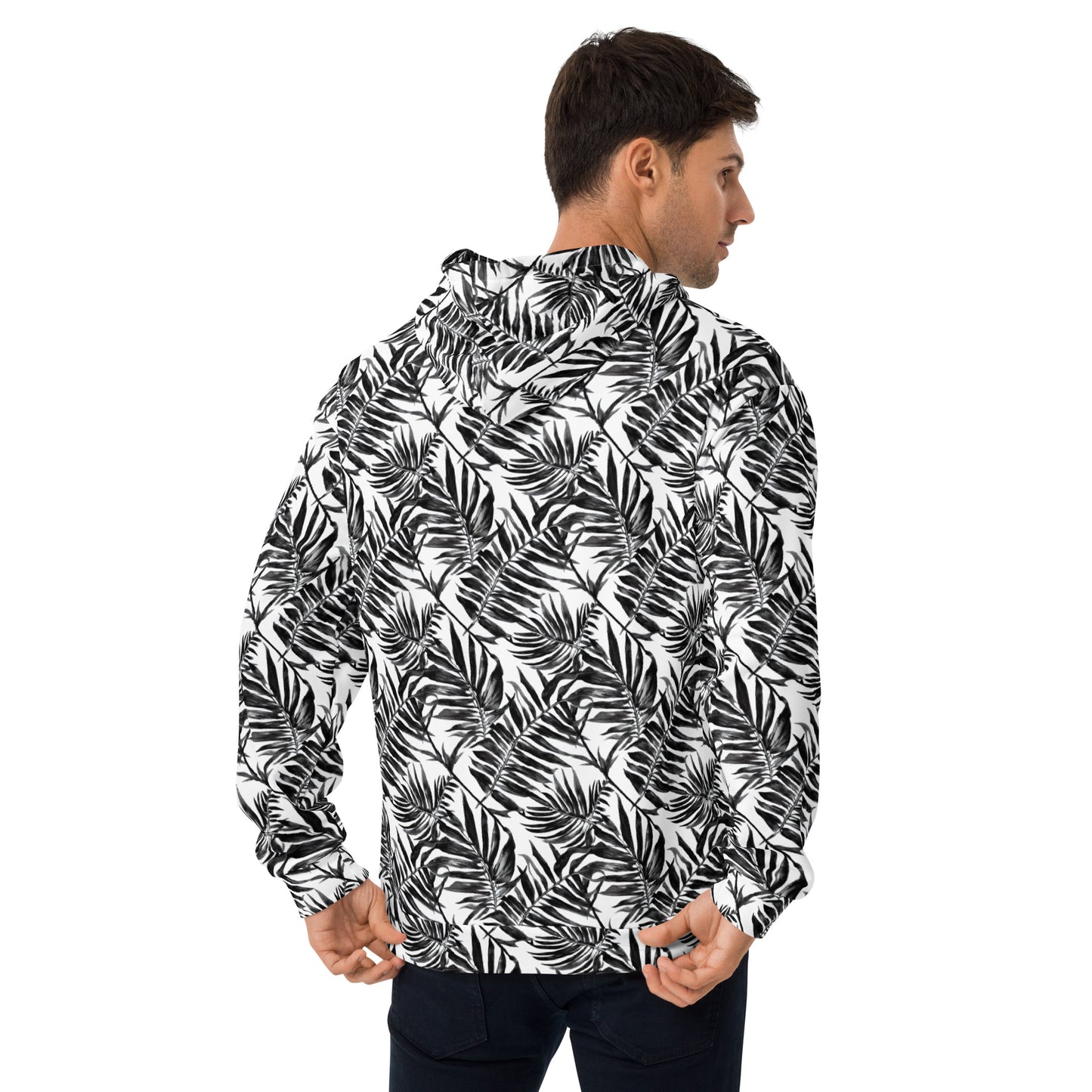 Black White Fern Beach Hoodie Cozy Sweatshirt