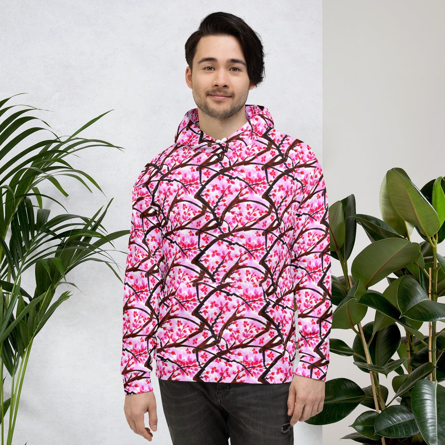 Pink Cherry Blossoms Beach Hoodie Cozy Sweatshirt