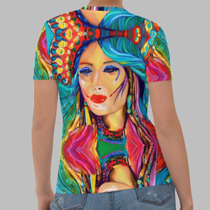 Blue Haired Rainbow Goddess Women's T-shirt
