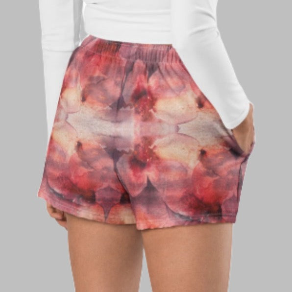 Rust Floral Watercolor Women’s Athletic Shorts