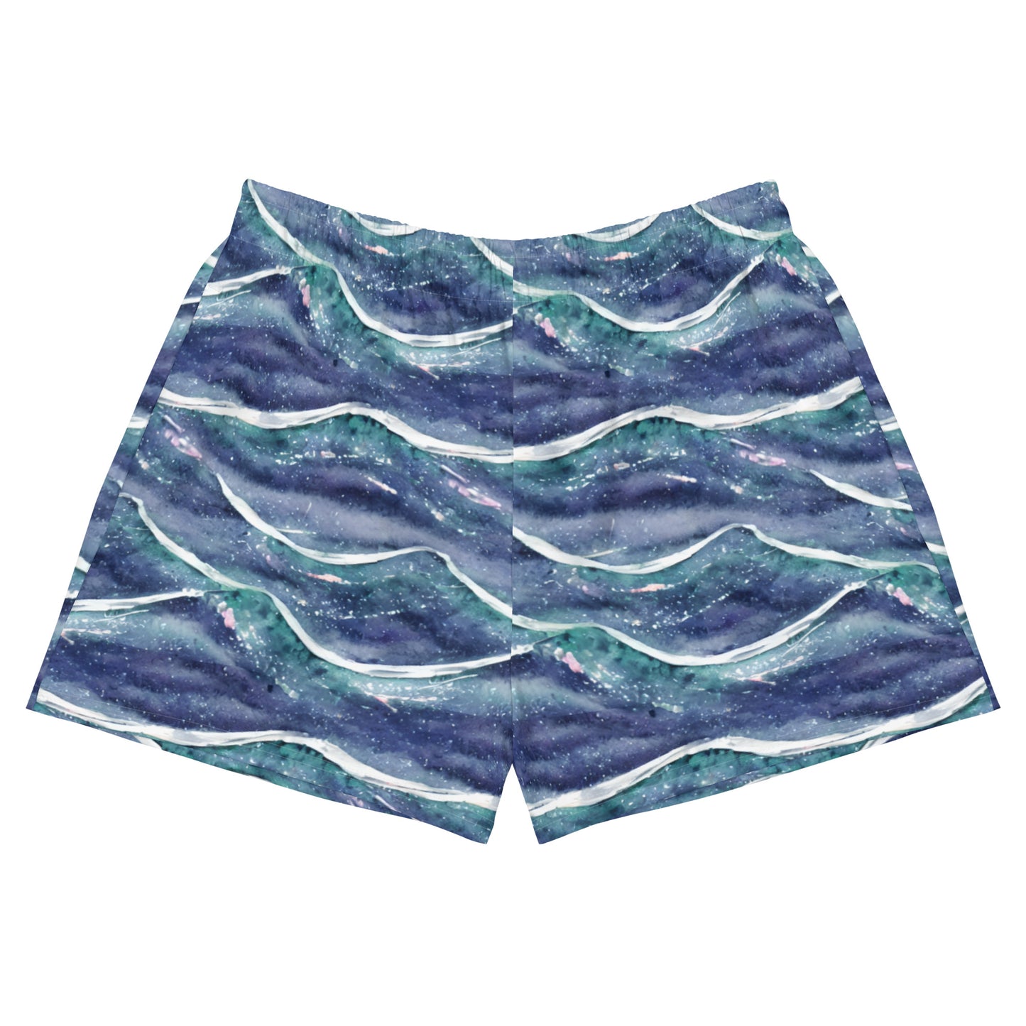 Blue White Waves Women’s Athletic Shorts