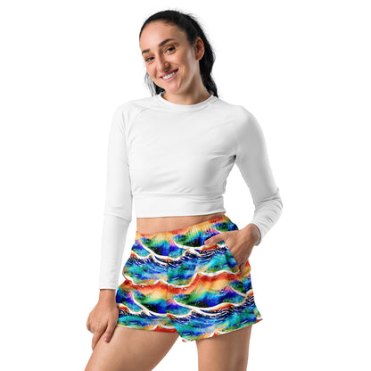 Rainbow Wave Reflections Women’s Athletic Shorts