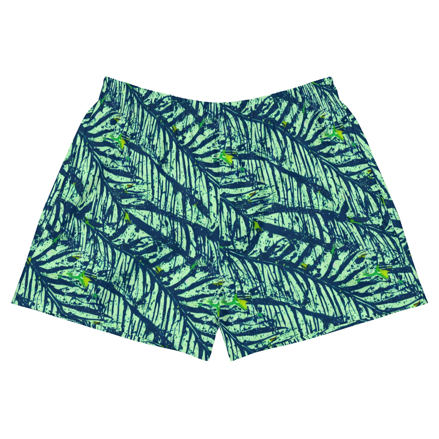 Green Blue Palm Frond Women’s Athletic Shorts