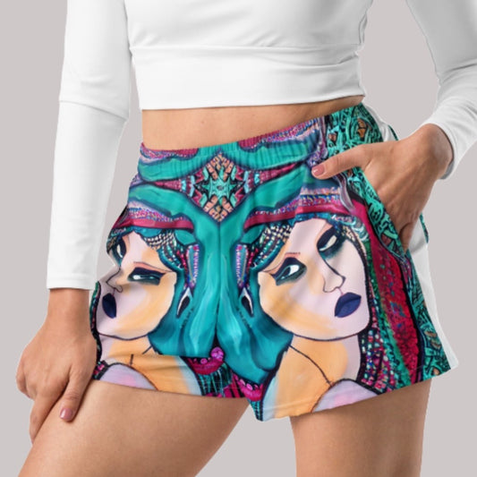 Boho Aqua Goddess Women’s Athletic Shorts