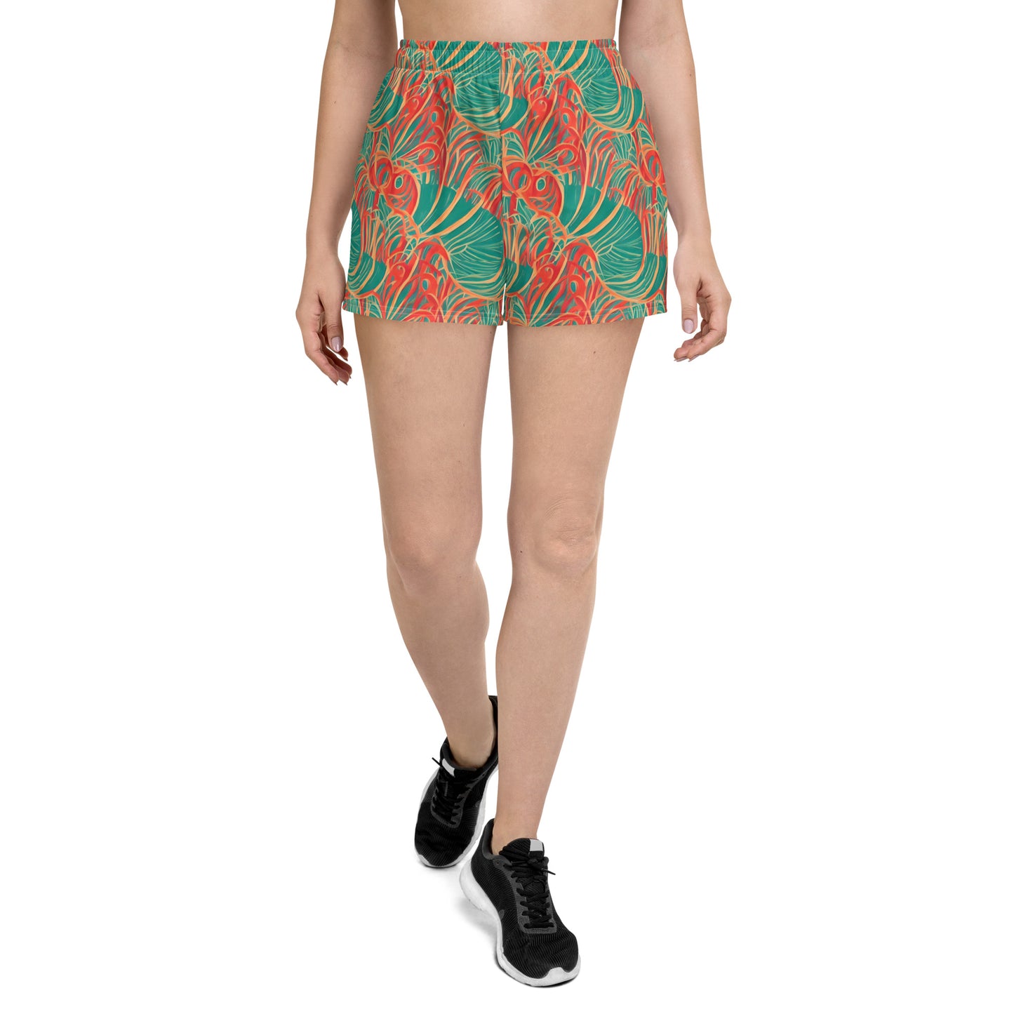 Tropical Plants Green Orange Women’s Athletic Shorts