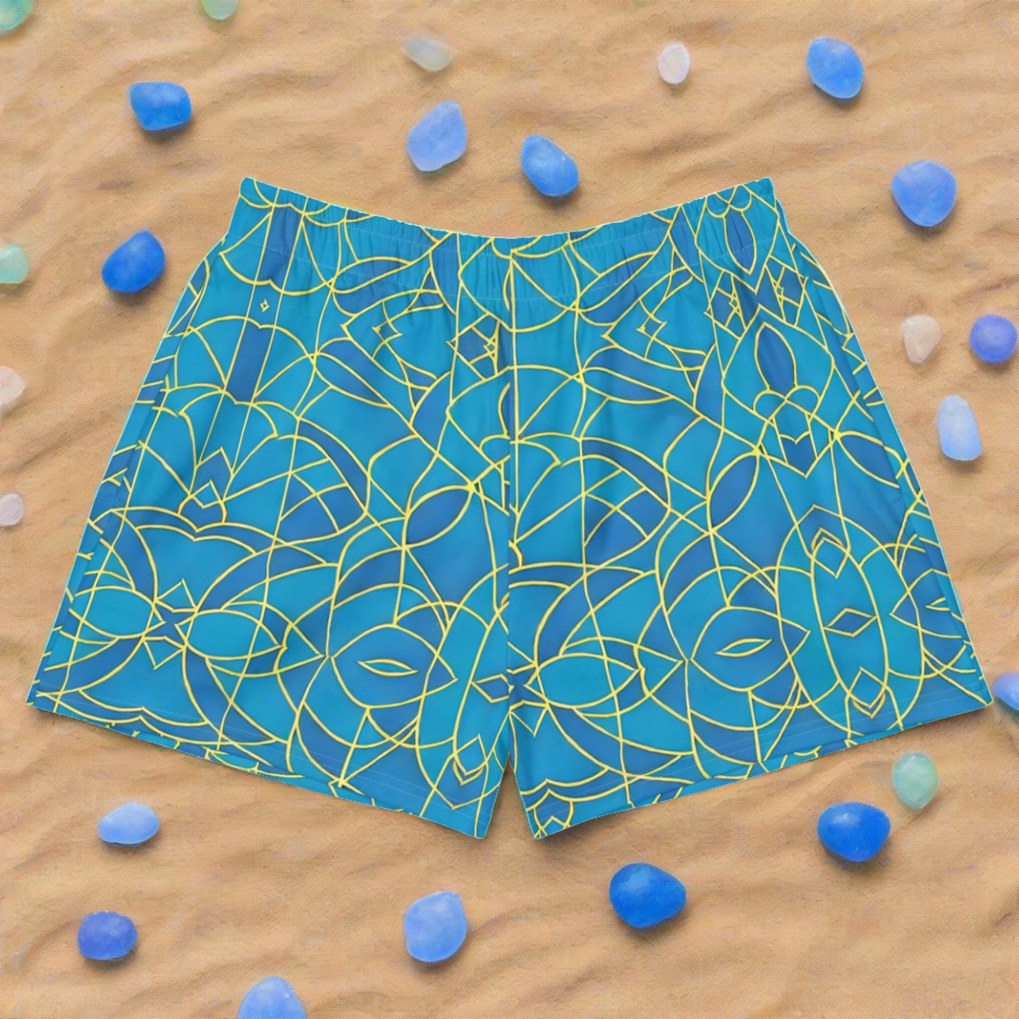 Aqua Blue Beach Glass Women’s Athletic Shorts
