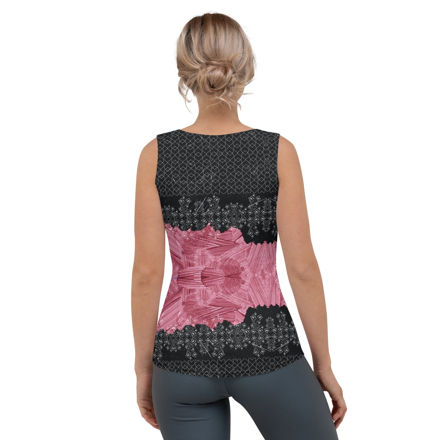 Pink Paint Abstract Black Women's Tank Top