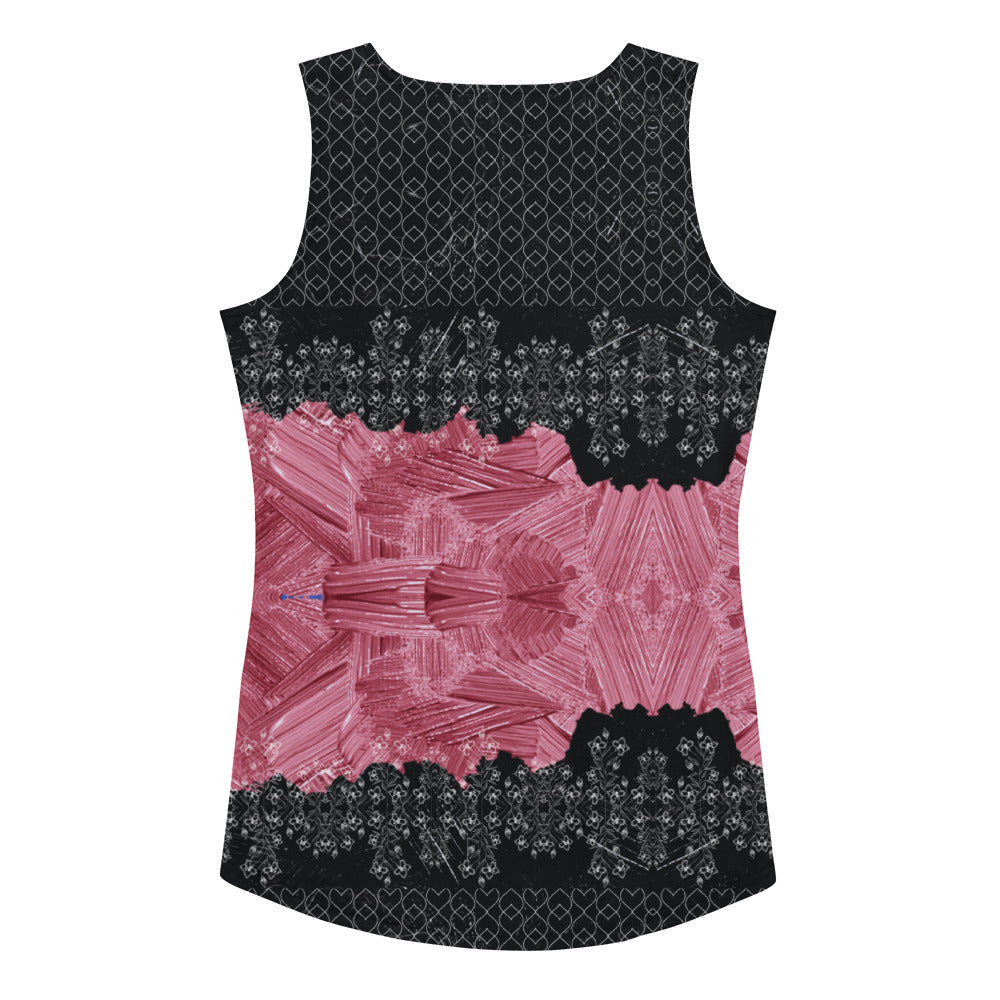Pink Paint Abstract Black Women's Tank Top