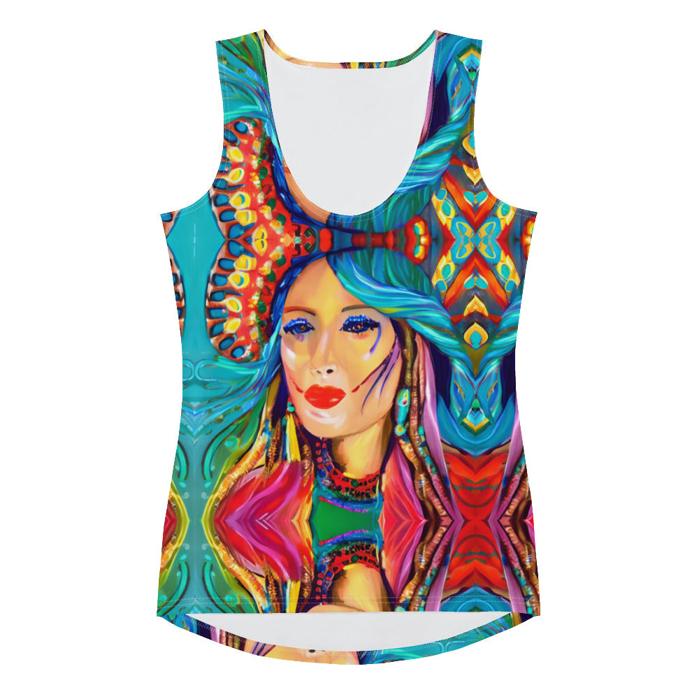 Blue Haired Rainbow Goddess Women's Tank Top