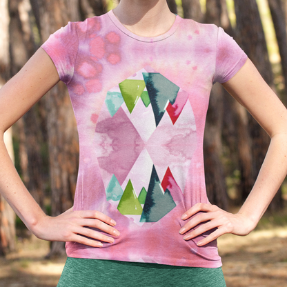 Pink Tie Dye Reflect Mountain Women's T-shirt