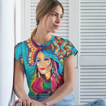 Blue Haired Rainbow Goddess Women's T-shirt