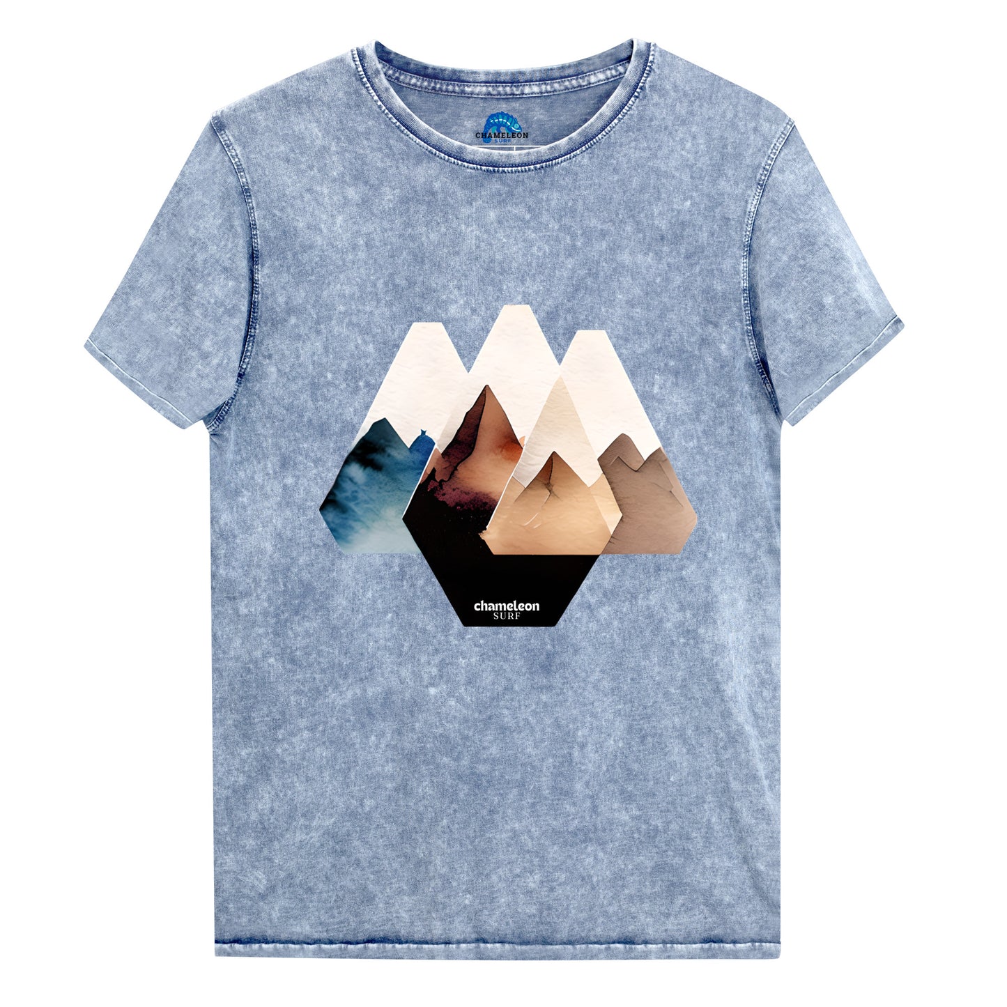 Geo Mountain Scape Acid Wash Denim Women's T-Shirt
