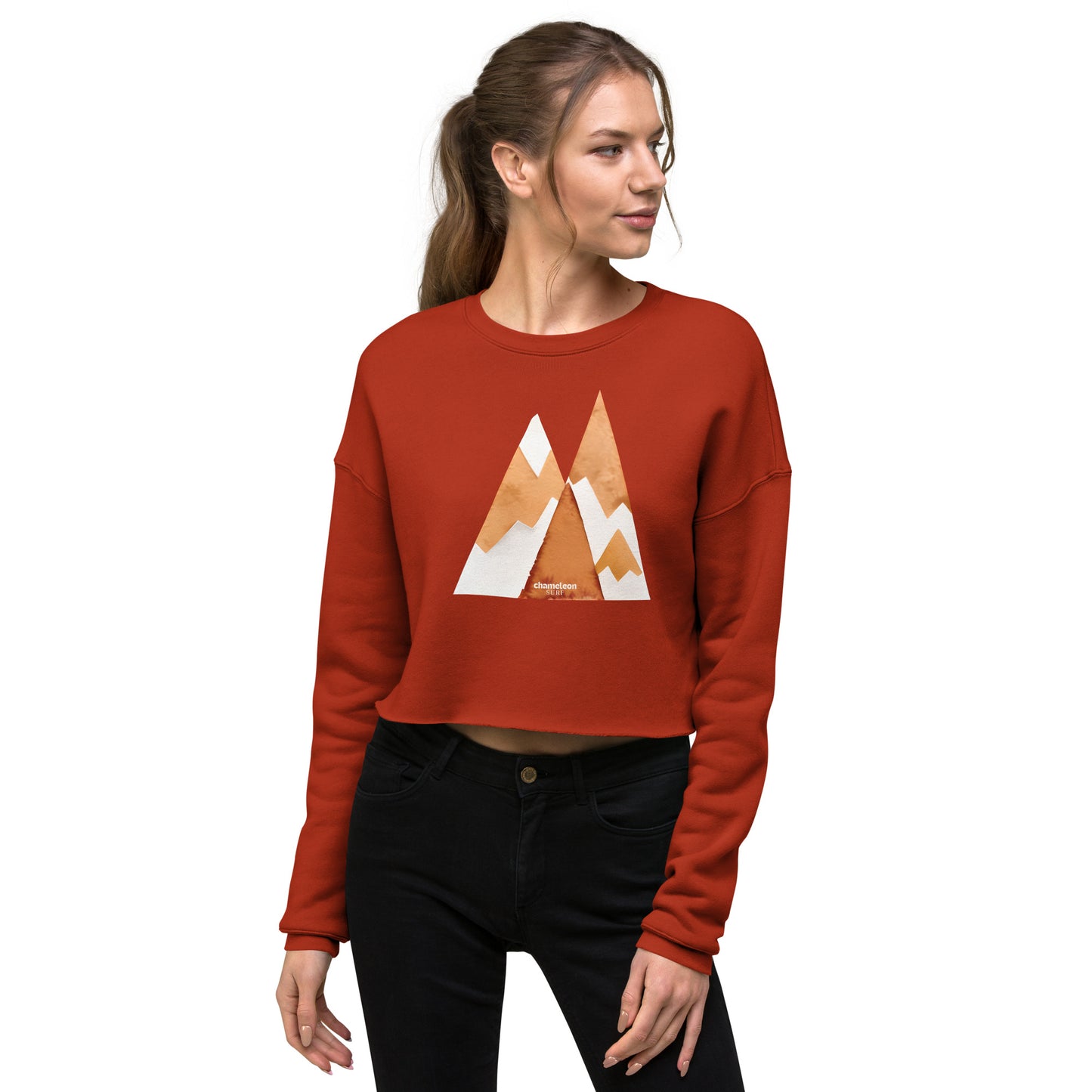 Snow Red Cliffs Mountains Crop Sweatshirt