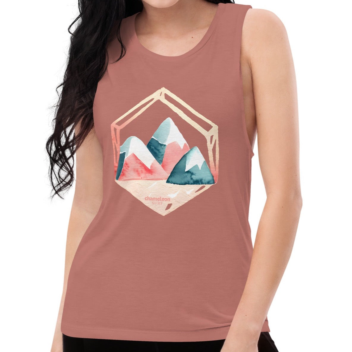 Pink Blue Snow Topped Women's Muscle Tank Top
