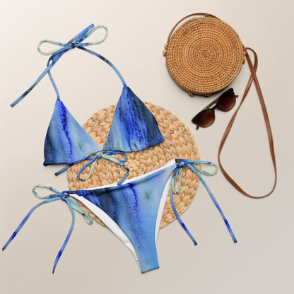 Blue Tie Dye String Bikini
