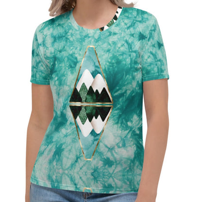 Teal Tie Dye Reflect Mountain Women's T-shirt