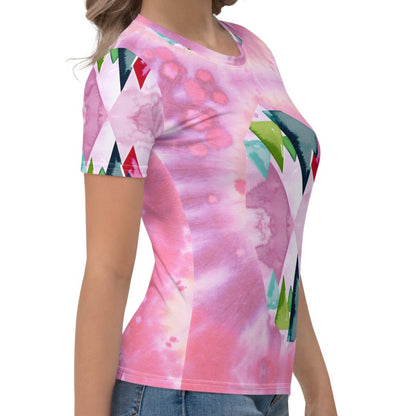Pink Tie Dye Reflect Mountain Women's T-shirt